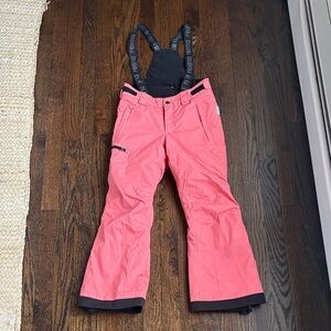 Kids Pink Snow Pants with Suspenders